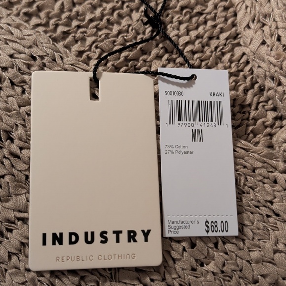 Industry Knit V-Neck Button-Front  Vest - Beige Size M 73% Cotton - Picture 12 of 12